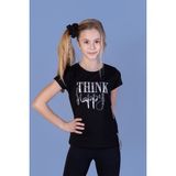 Toontoy Kids Baskılı Taş İşlemeli Yanı Şerit Detaylı Siyah Kız Çocuk T-shirt