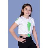 Toontoy Kids Crop Model Baskılı Taş İşlemeli Ekru Kız Çocuk T-shirt