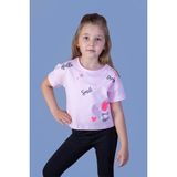 Toontoy Kids Crop Model Neon Baskılı Pembe Kız Çocuk T-shirt