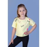 Toontoy Kids Crop Model Neon Baskılı Sarı Kız Çocuk T-shirt