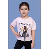 Toontoy Kids Dijital Baskılı Arkası Detaylı Pudra Kız Çocuk T-shirt
