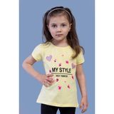 Toontoy Kids Kalp Baskılı Sarı Kız Çocuk T-shirt