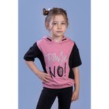 Toontoy Kids Kapüşonlu Baskılı Garni Detaylı Gül Kurusu Kız Çocuk T-shirt