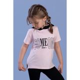 Toontoy Kids Kapüşonlu Taş İşlemeli Baskılı Pudra Kız Çocuk T-shirt