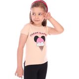 Toontoy Kids Kız Bebek Dondurma Yazı Baskılı Tişört - 1 Yaş - Bej