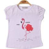 Toontoy Kids Kız Bebek Filamingo Baskılı T-Shirt - 6 Ay - Beyaz