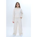 Toontoy Kids Kız Çocuk 2'li Takım Kapüşonlu Düşük Omuz Sweatshirt Bol Paça Cepli Eşofman Altı & Kadife