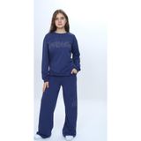 Toontoy Kids Kız Çocuk 2'li Takım Taş İşlemeli & Bisiklet Yaka Sweatshirt & Bol Paça Cepli Eşofman Altı