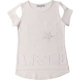 Toontoy Kids Kız Çocuk Awesome Nakışlı T-Shirt Ekru - 5 Yaş