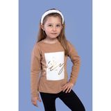 Toontoy Kids Kız Çocuk Baskılı Tişört - 7 Yaş - Kahverengi
