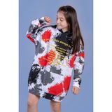 Toontoy Kids Kız Çocuk Batik Desenli Baskılı Elbise - 14 Yaş - Kırmızı