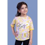 Toontoy Kids Kız Çocuk Batik Desenli Sarı Baskılı Kız Çocuk T-shirt