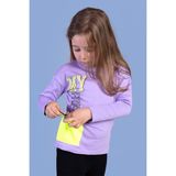 Toontoy Kids Kız Çocuk Cep Detaylı Baskılı Tişört - 6 Yaş - Lila