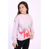 Toontoy Kids Kız Çocuk Cepi Yazı Baskılı Sweatshirt - Açık Lila - 6 - 7 Yaş