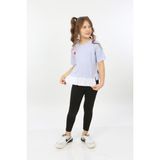Toontoy Kids Kız Çocuk Cool And Fancy Yazılı Kalp Baskılı Tişört - Mavi - 6 - 7 Yaş