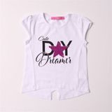 Toontoy Kids Kız Çocuk Cute Day Baskılı T-Shirt Beyaz - 6 Ay