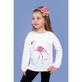 Toontoy Kids Kız Çocuk Flamingo Baskılı Tişört - 3 Yaş - Ekru