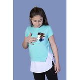 Toontoy Kids Kız Çocuk Göğsü Cepli Pul Nakışlı Tunik - 10 Yaş - Mint