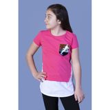 Toontoy Kids Kız Çocuk Göğsü Cepli Pul Nakışlı Tunik - 12 Yaş - Fuşya