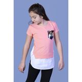 Toontoy Kids Kız Çocuk Göğsü Cepli Pul Nakışlı Tunik - 12 Yaş - Somon