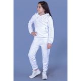 Toontoy Kids Kız Çocuk Kapüşonlu Kanguru Cepli Eşofman Takımı - 8 Yaş - Beyaz