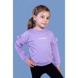 Toontoy Kids Kız Çocuk Kolları Fırfır Detaylı Nakışlı Sweatshirt - 2 Yaş - Lila