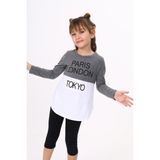 Toontoy Kids Kız Çocuk Paris London Baskılı T-Shirt - Antrasit Melanj - 8 Yaş