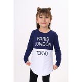 Toontoy Kids Kız Çocuk Paris London Baskılı T-Shirt - Lacivert - 7 Yaş