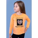 Toontoy Kids Kız Çocuk Pul Işlemeli Baskılı Tişört - 3 Yaş - Turuncu