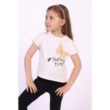 Toontoy Kids Kız Çocuk Summer Time Baskılı Tişört10 - 1 Yaş - Ekru