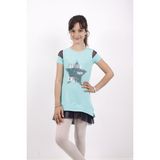 Toontoy Kids Kol Üstü Fileli Eteği Fileli Mint Kız Çocuk Elbise