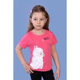 Toontoy Kids Kuzu Baskılı Fuşya Kız Çocuk T-shirt