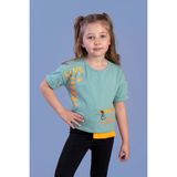 Toontoy Kids Neon Uyumlu Cep Detaylı Baskılı Turuncu Kız Çocuk T-shirt