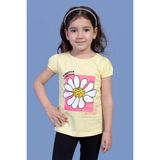 Toontoy Kids Papatya Baskılı Taş İşlemeli Sarı Kız Çocuk T-shirt