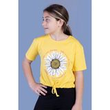 Toontoy Kids Papatya Desenli Sarı Kız Çocuk T-shirt