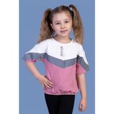 Toontoy Kids Reflektör Detaylı Garnili Gül Kurusu Kız Çocuk T-shirt