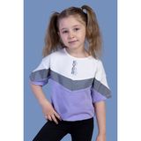 Toontoy Kids Reflektör Detaylı Garnili Lila Kız Çocuk T-shirt