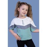 Toontoy Kids Reflektör Detaylı Garnili Yeşil Kız Çocuk T-shirt
