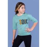 Toontoy Kids Soul Baskılı Yeşil Kız Çocuk T-shirt