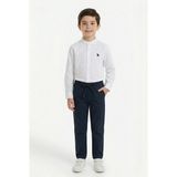 Toontoy Kids Toontoy Erkek Çocuk 2li Takım Hakim Yaka Düğmeli Uzun Kollu Gömlek - Beli Bağlamalı Normal Paça Pantolon 14259 - 4 - 5 Yaş - Beyaz
