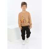Toontoy Kids Toontoy Erkek Çocuk Çantalı Yazı Baskılı Eşofman Takım - 2 Yaş - Kahverengi