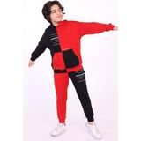 Toontoy Kids Toontoy Erkek Çocuk Kanguru Cepli Eşofman Takım - Kırmızı - 12 - 13 Yaş