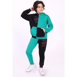Toontoy Kids Toontoy Erkek Çocuk Kanguru Cepli Eşofman Takım - Koyu Yeşil - 8 - 9 Yaş