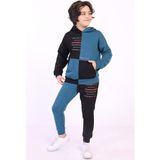 Toontoy Kids Toontoy Erkek Çocuk Kanguru Cepli Eşofman Takım - Petrol Mavisi - 8 - 9 Yaş