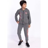 Toontoy Kids Toontoy Erkek Çocuk Kapüşonlu Baskılı Eşofman Takımı - 12 - 13 Yaş - Antrasit Melanj