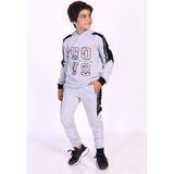 Toontoy Kids Toontoy Erkek Çocuk Kapüşonlu Baskılı Eşofman Takımı - 13 - 14 Yaş - Gri Melanj