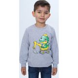 Toontoy Kids Toontoy Erkek Çocuk Relax Fit Bisiklet Yaka Omuzu Çıtçıtlı Baskılı Sweatshirt