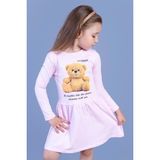 Toontoy Kids Toontoy Kız Çocuk Ayıcık Baskılı Elbise - 1 Yaş - Açık Pembe