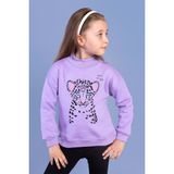 Toontoy Kids Toontoy Kız Çocuk Baskılı Balıkçı Yaka Pamuklu Sweatshirt - 2 Yaş - Lila