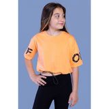 Toontoy Kids Toontoy Kız Çocuk Baskılı Crop Tişört - 10 Yaş - Turuncu